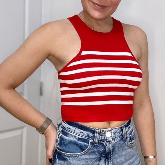 Racer Stripe Crop Knit Top - Picture 4 of 7